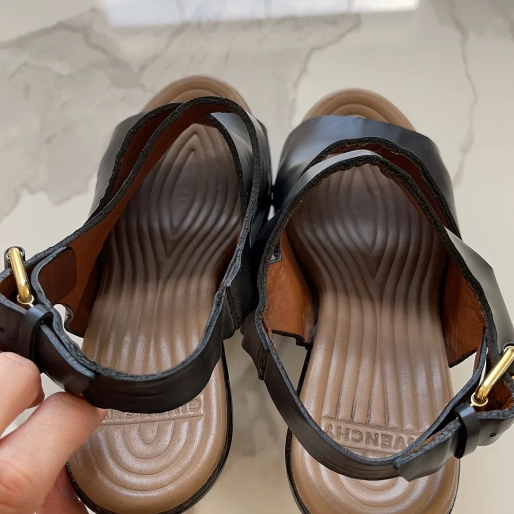 Givenchy Black Leather Platform Clog Sandals